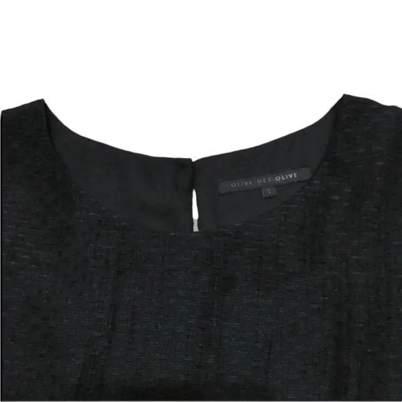 Olive des Olive Black Cap Sleeve Lace Ruffle Hem 
Size Medium - Picture 6 of 7